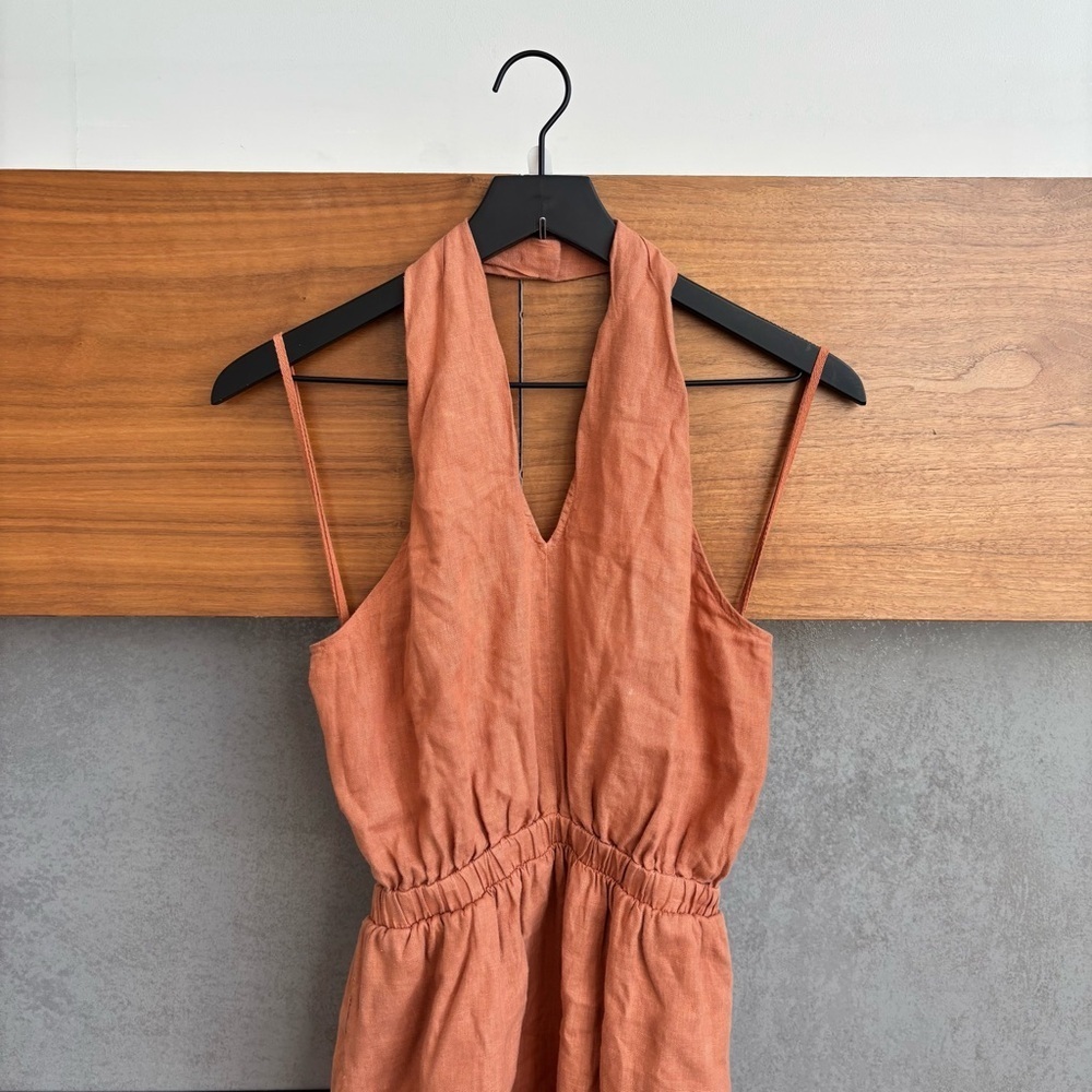 Anthropologie Cloth & Stone Linen Cross-Halter Maxi Dress, Size XS - Picture 7 of 16